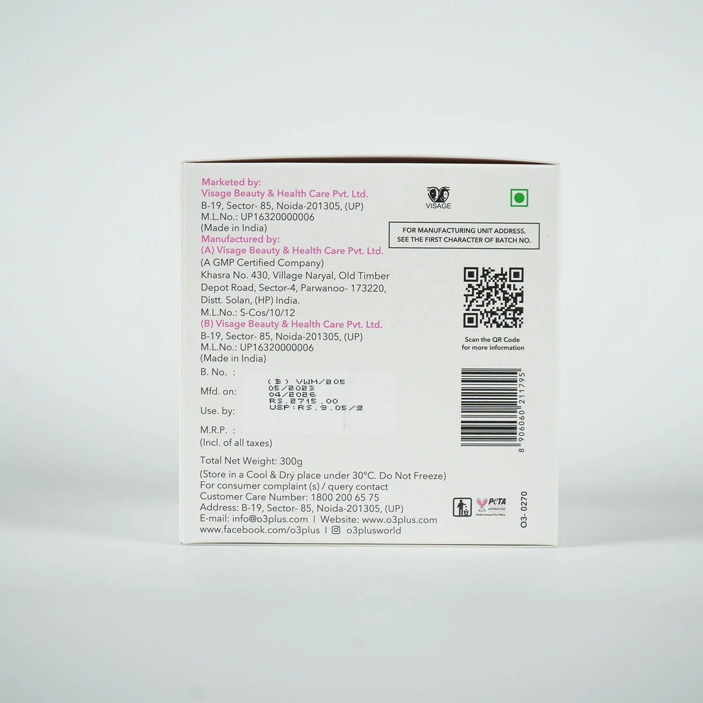 O3+ Professional Whitening Mask Double Rich Formula (300g)