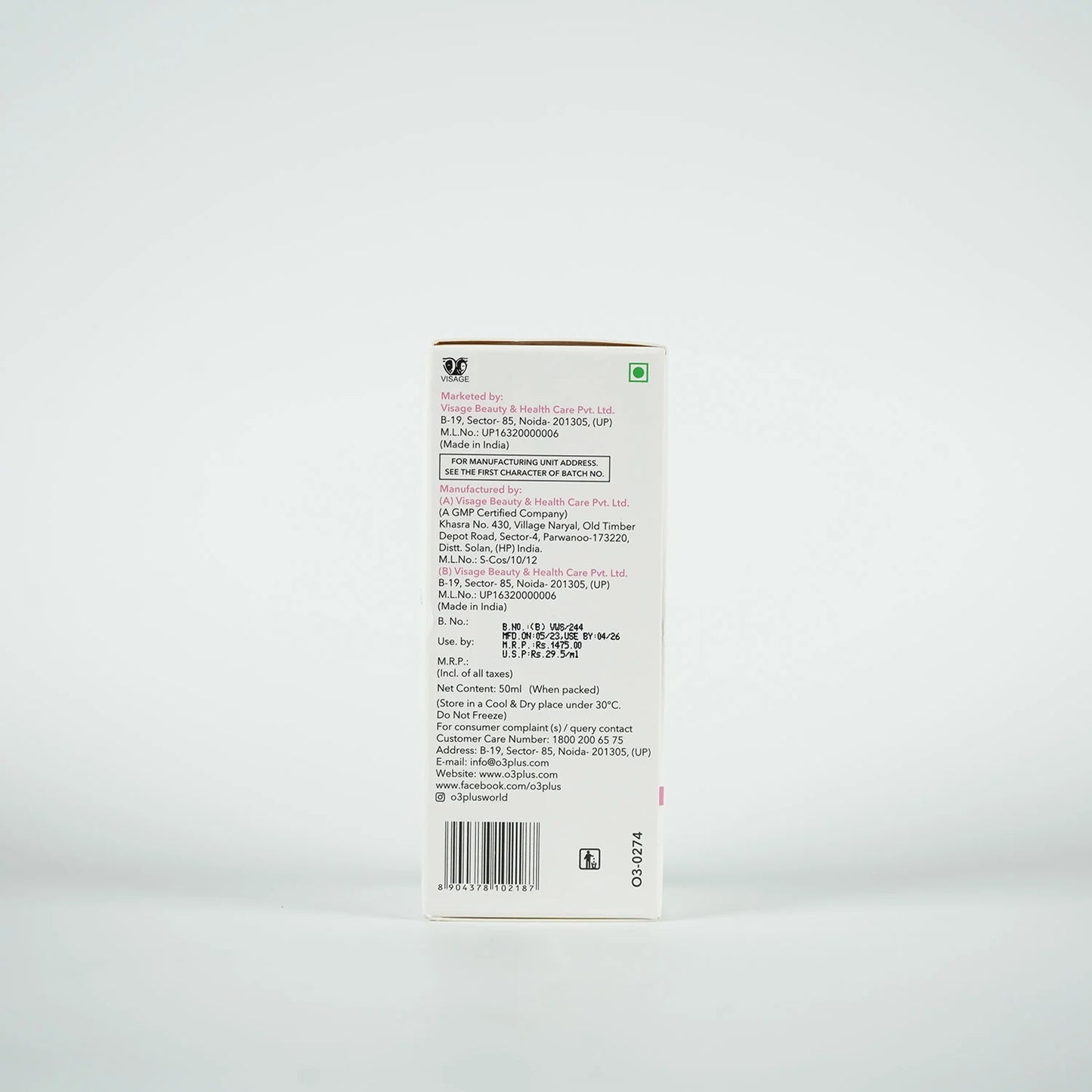 O3+ Professional Skin Serum Face Whitening for Pigmentation and Whitens Skin (50g)