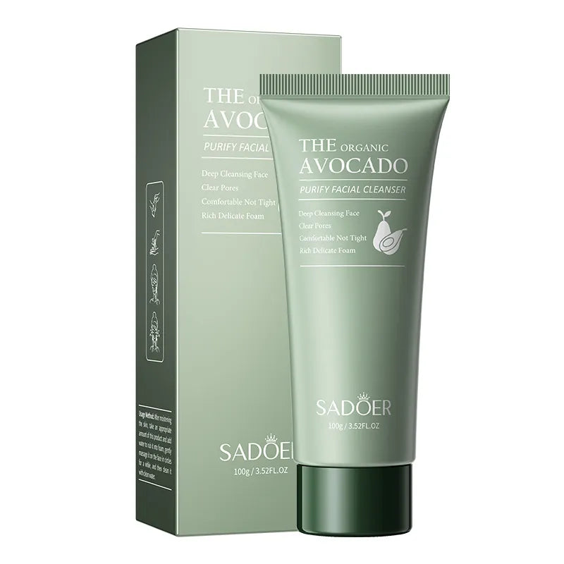 SADOER Organic Avocado Purify Facial Cleanser Anti-Wrinkle Hydrating Moisturizing Skin Care Cleanser (100 g)