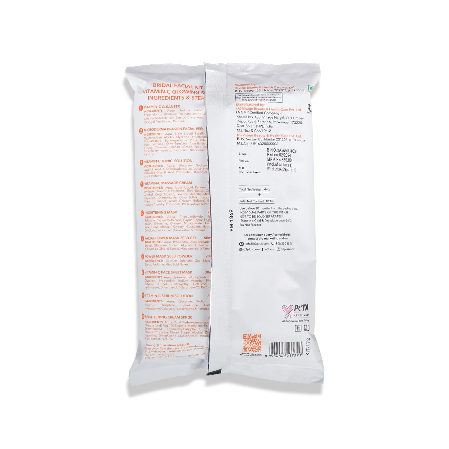 O3+ Bridal Facial Kit Vitamin C Glowing Skin (67gm+69ml)