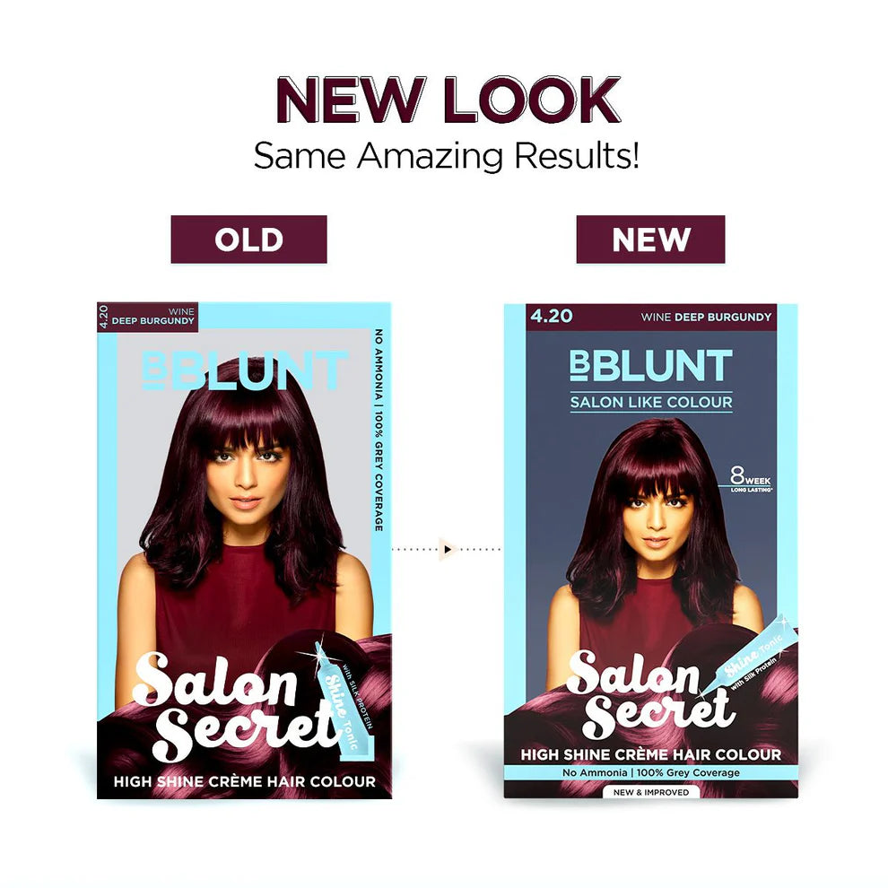 BBLUNT Salon Secret High Shine Crème Hair Colour - Wine Deep Burgundy - 100 g