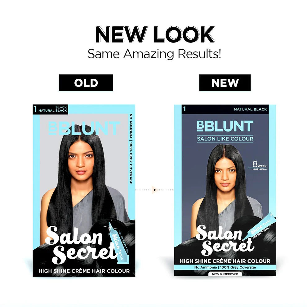 BBLUNT Salon Secret High Shine Crème Hair Colour - Natural Black- 100 g