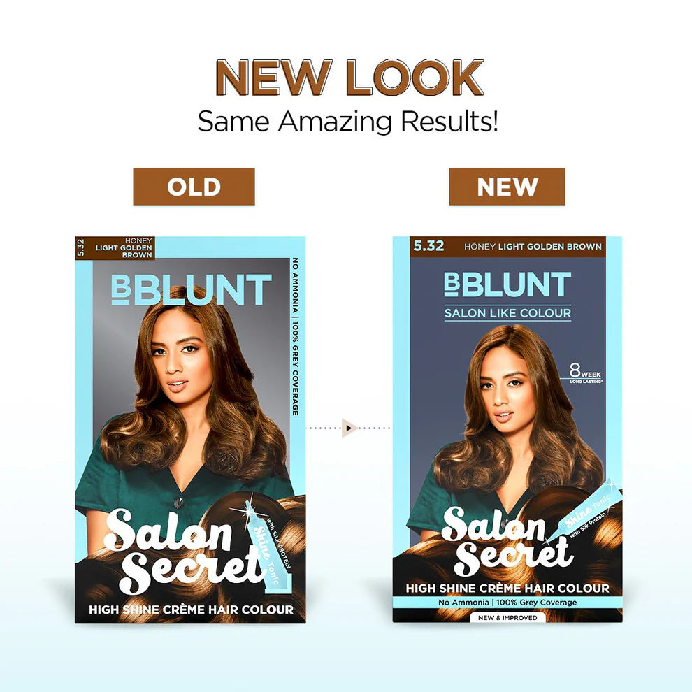 BBLUNT Salon Secret High Shine Crème Hair Colour - Honey Light Golden Brown - 100 g