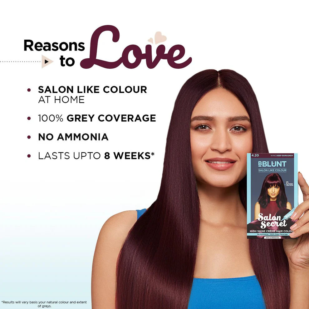 BBLUNT Salon Secret High Shine Crème Hair Colour - Wine Deep Burgundy - 100 g