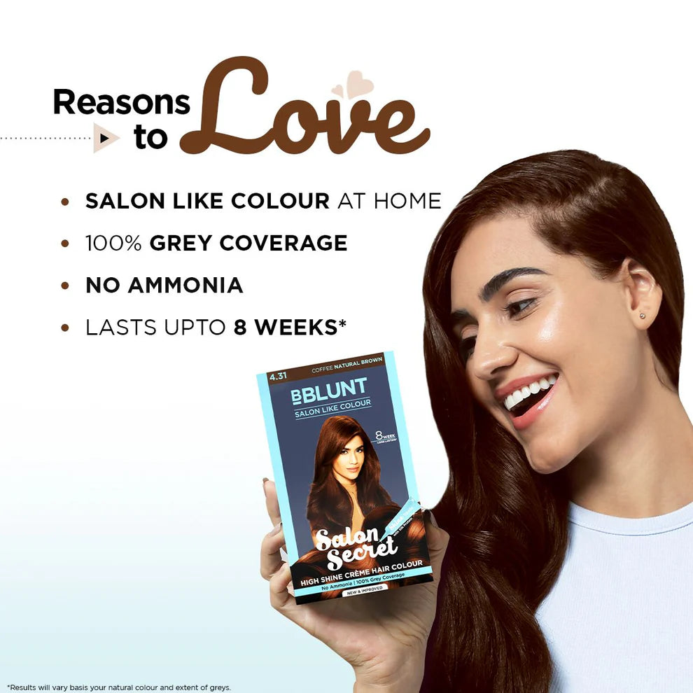 BBLUNT Salon Secret High Shine Crème Hair Colour Coffee Natural Brown - 100 g