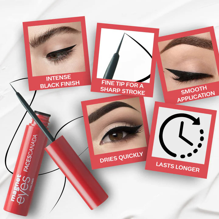 Faces Canada Magneteyes Range Trio Pack (Kajal + Eyeliner + Mascara) - Black
