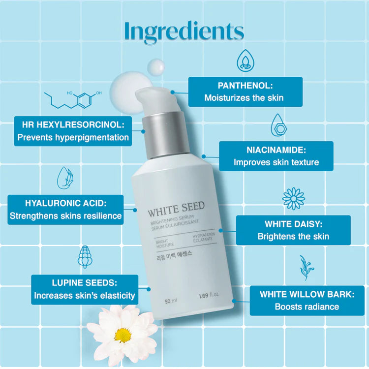 The Face Shop White Seed Brightening Korean Serum With Niacinamide & Hyaluronic Acid for Dark Spots (50ml)