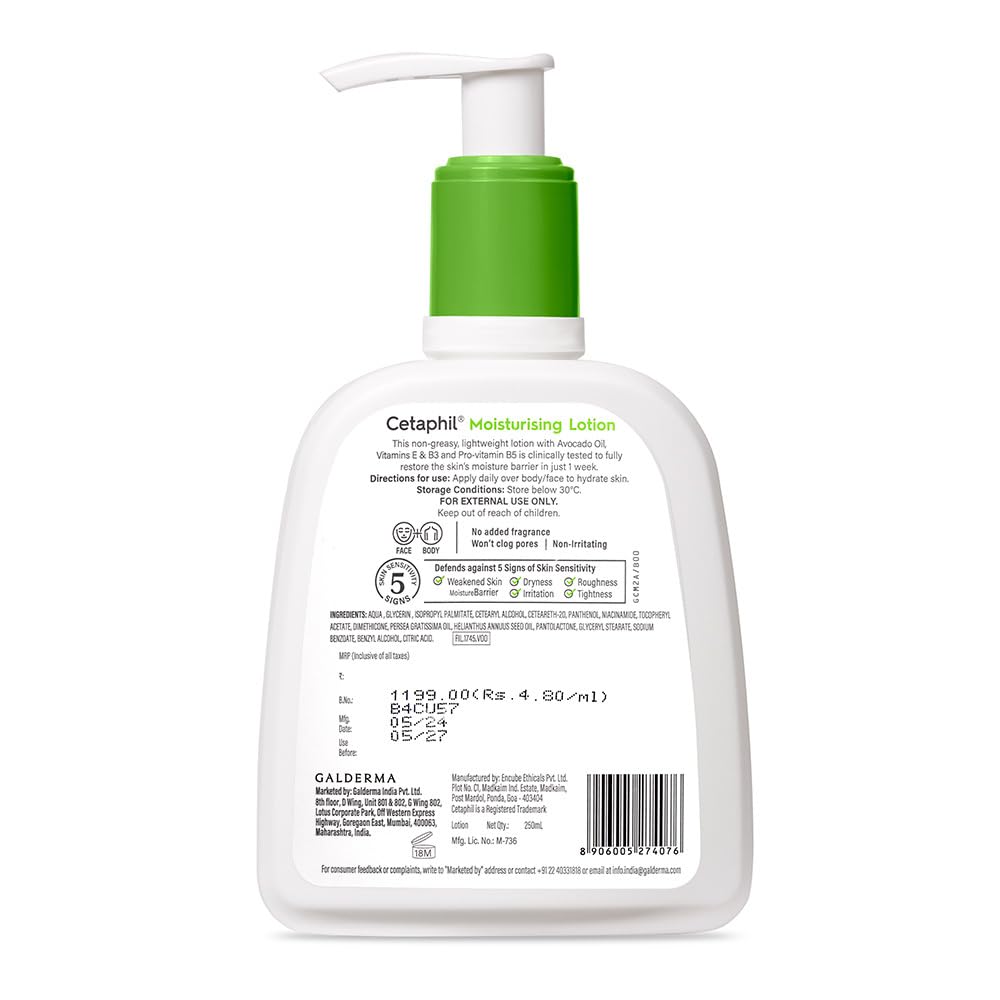 Cetaphil Moisturising Lotion For Dry To Normal Sensitive Skin - Dermatologist Recommended (250ml)
