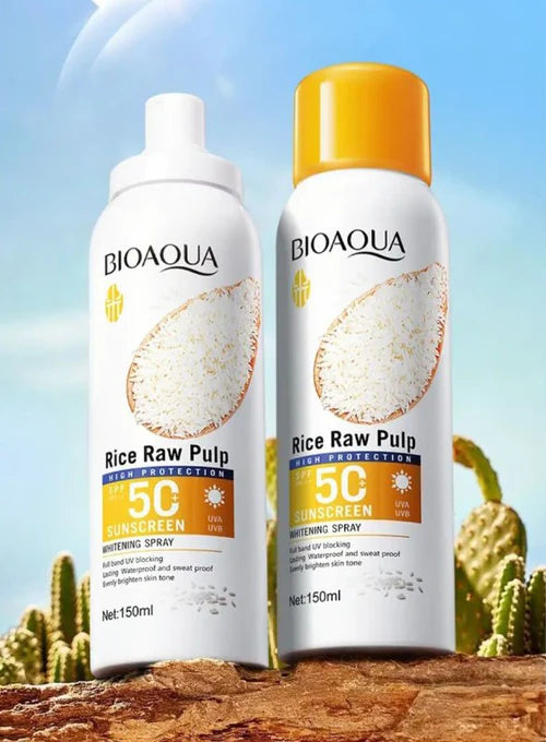 BIOAQUA Rice Raw Pulp SPF50+ PA+++ High Protection Sunscreen Whitening Spray UV Blocking Waterproof Sweatproof (150ml)