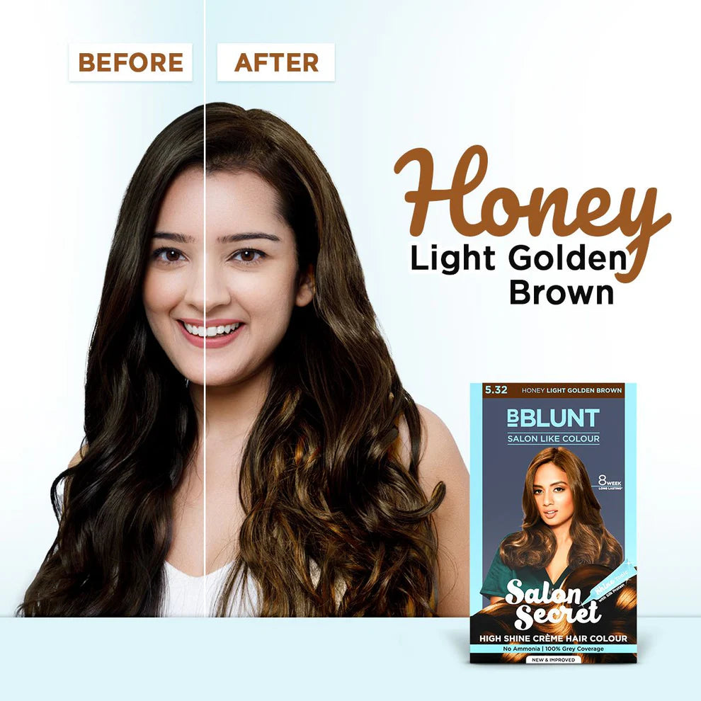 BBLUNT Salon Secret High Shine Crème Hair Colour - Honey Light Golden Brown - 100 g