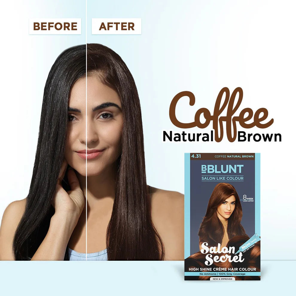 BBLUNT Salon Secret High Shine Crème Hair Colour Coffee Natural Brown - 100 g