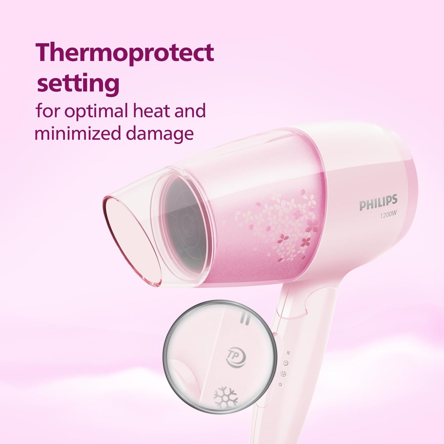 Philips Hair Dryer ThermoProtect 1200W with Air Concentrator + Diffuser attachment (BHC017/00)