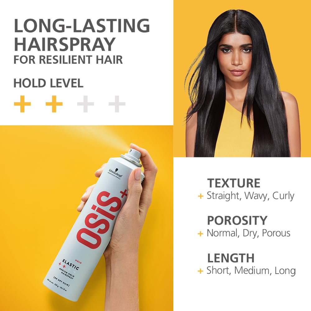 Schwarzkopf Professional Osis+ Elastic Anti Humidity Medium Hold Vegan Hair Spray (500 ml)