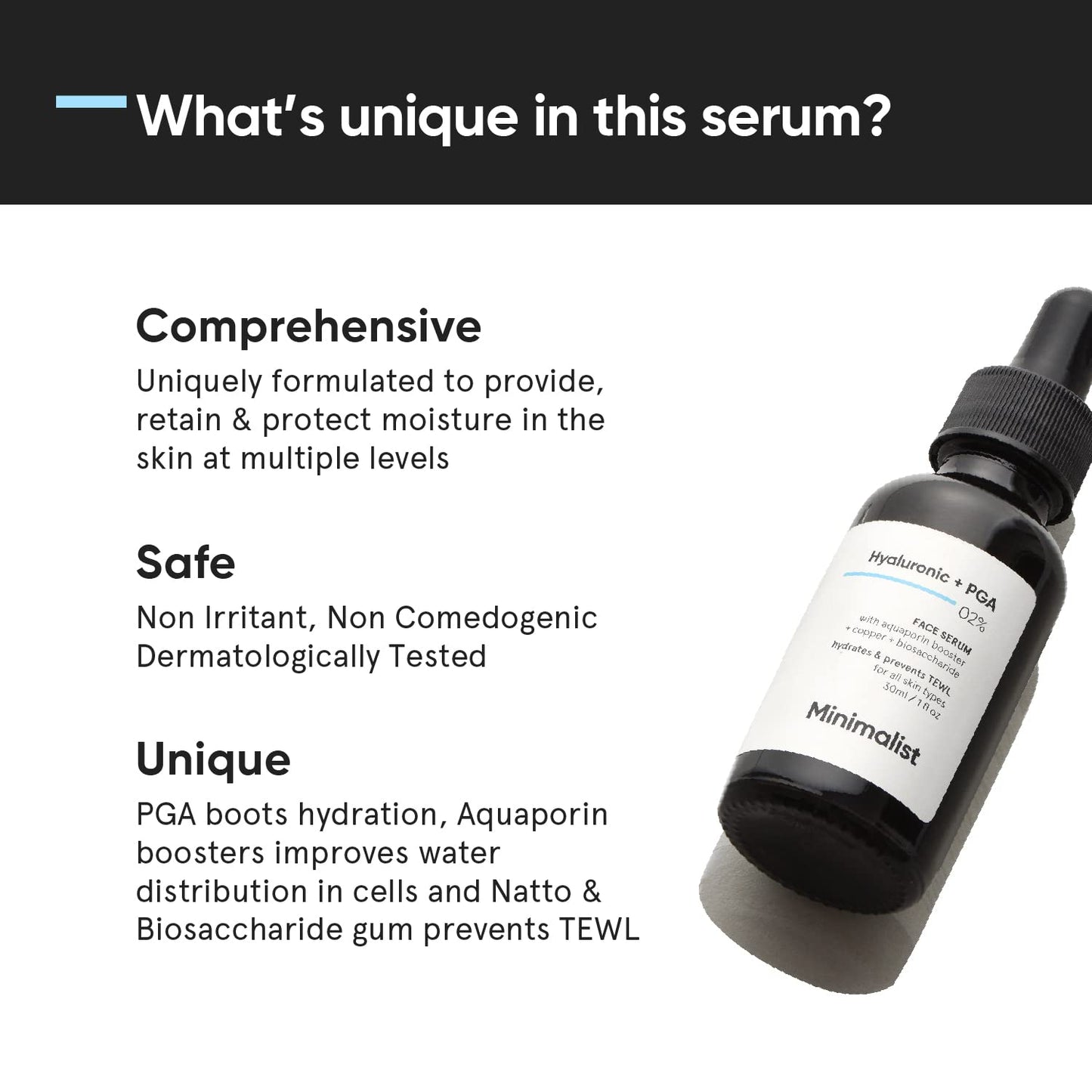 Minimalist 2% Hyaluronic Acid + PGA Face Serum For Deep, Multilevel Hydration (30ml)