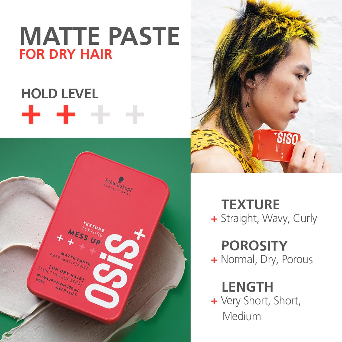 Schwarzkopf Professional OSiS+ Mess Up Hair Styling Matte Paste (100ml)