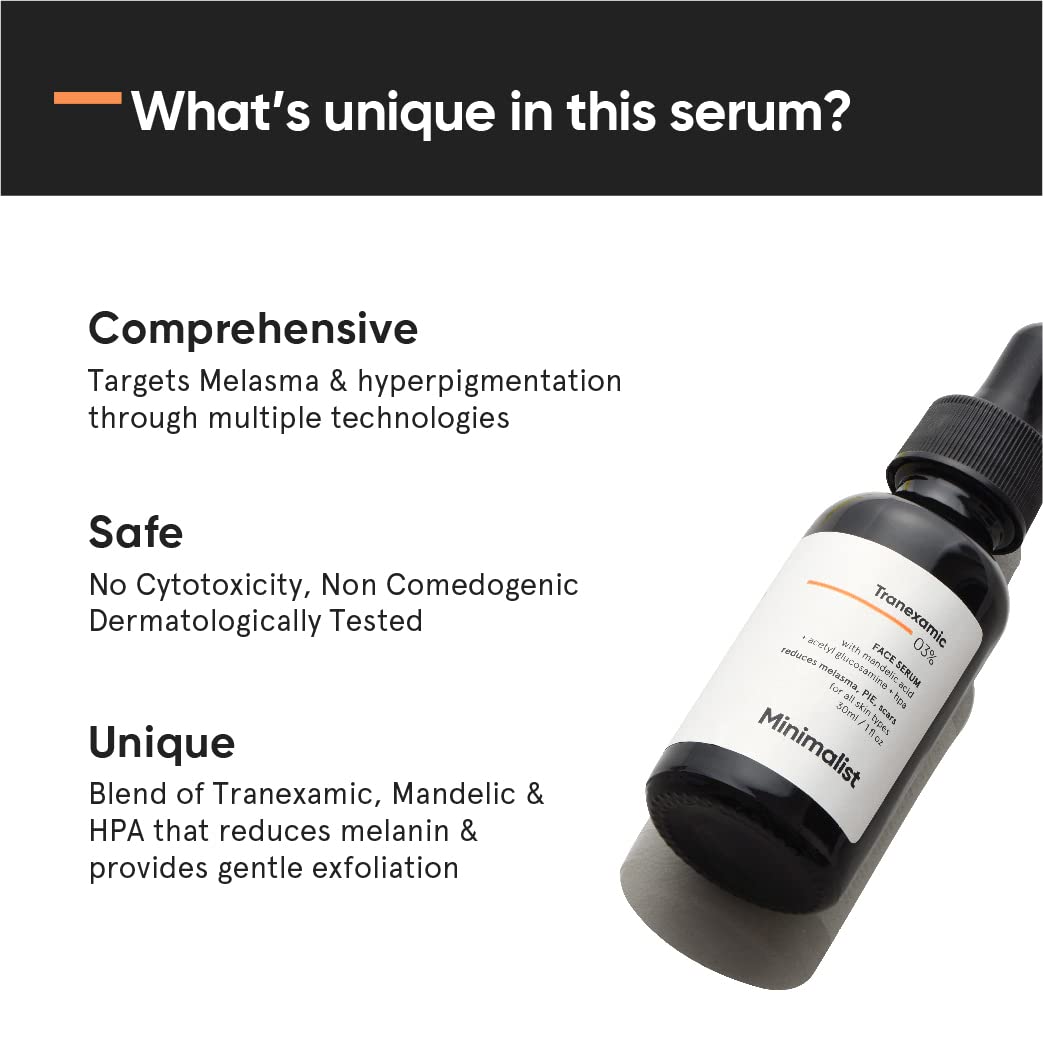 Minimalist 3% Tranexamic Acid Face Serum For Melasma- Acne Scars- Hyperpigmentation Or Erythema (PIH/PIE) (30ml)