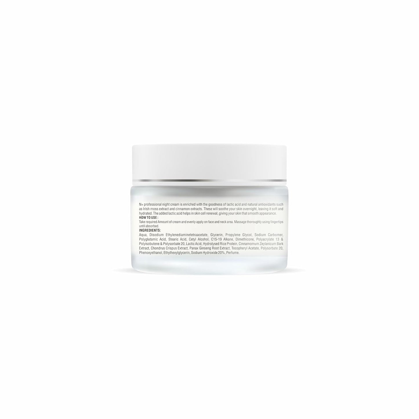 N Plus Professional Night Cream, With Lactic Acid and Irish Moss Extract, Helps In Skin Regeneration, (50 g)