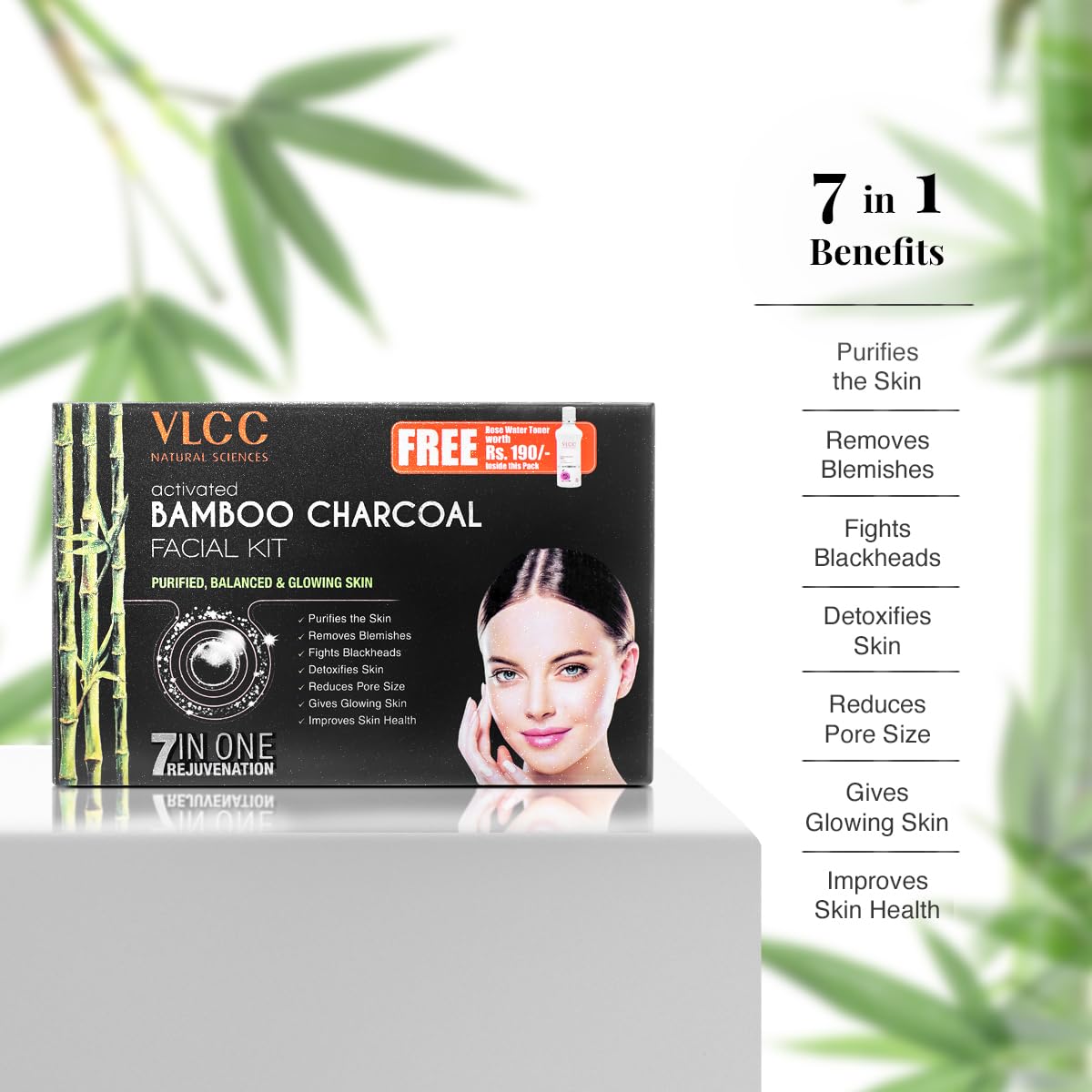 VLCC Activated Bamboo Charcoal Facial Kit, for Purified & Glowing Skin (300 g)