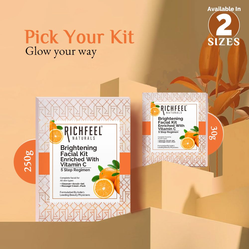 Richfeel Brightening Facial Kit With Vitamin C | For Glowing Skin | Tan Removal (250 g)