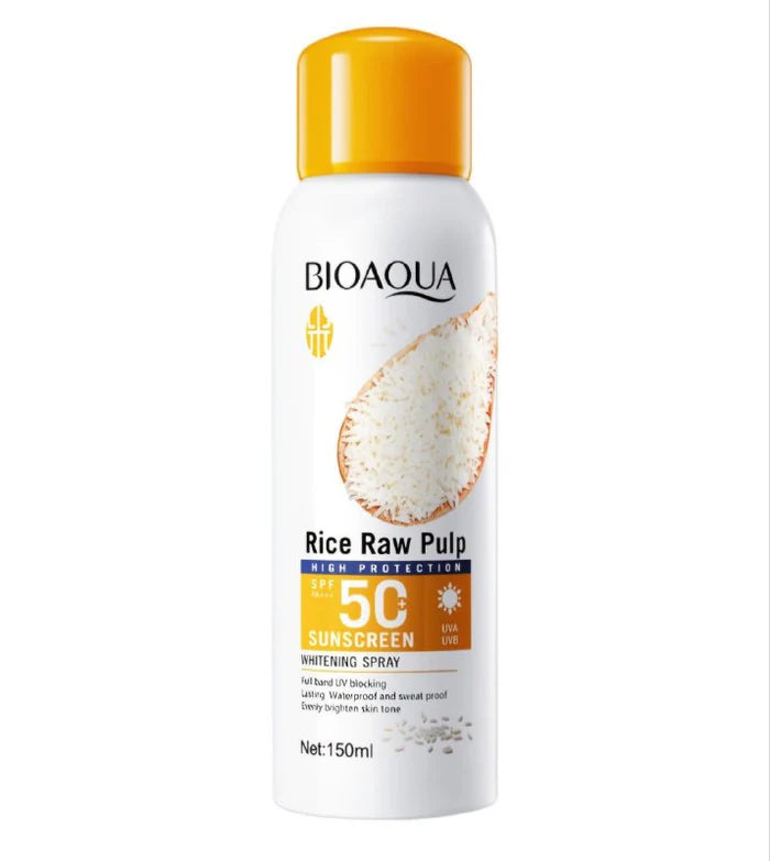 BIOAQUA Rice Raw Pulp SPF50+ PA+++ High Protection Sunscreen Whitening Spray UV Blocking Waterproof Sweatproof (150ml)