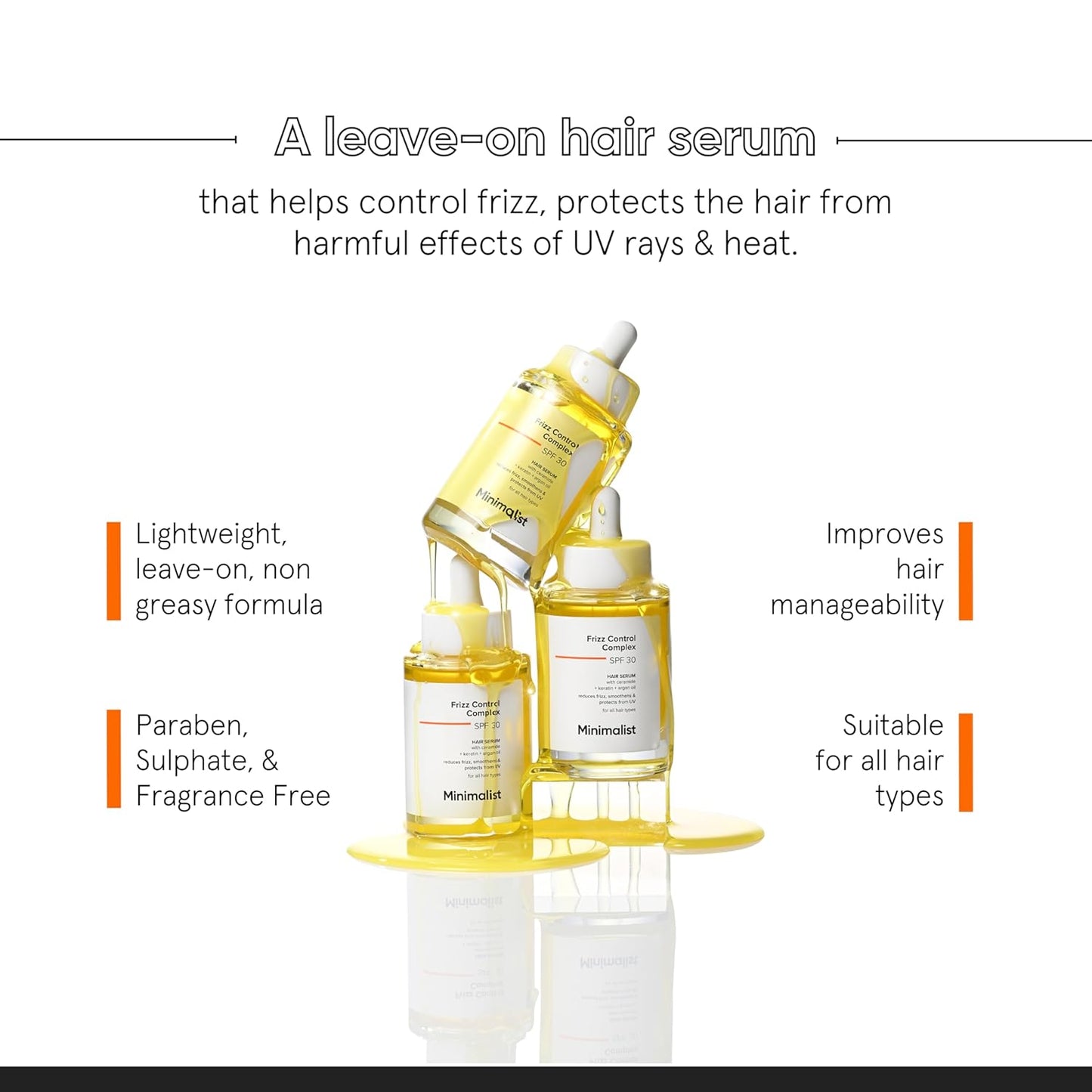Minimalist Frizz Control Complex SPF 30 Hair Serum (50ml)