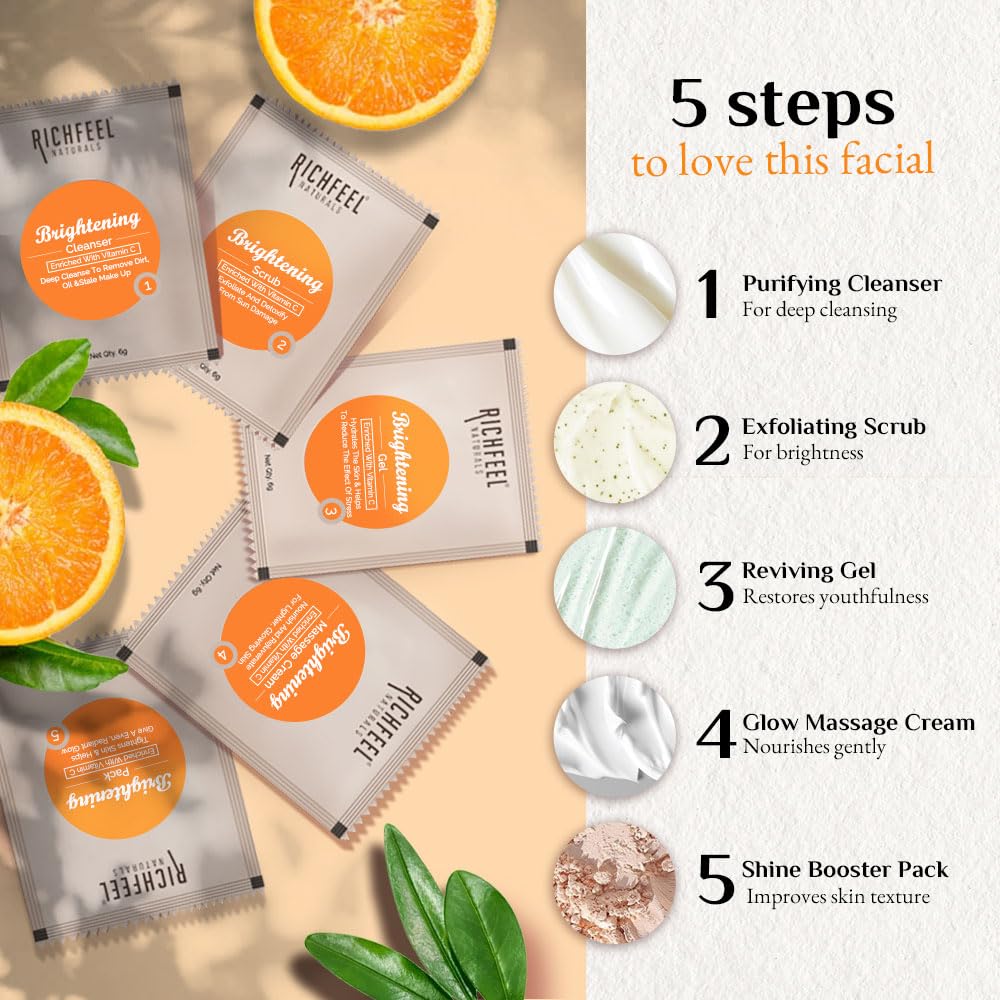 Richfeel Brightening Facial Kit With Vitamin C | For Glowing Skin | Tan Removal (250 g)