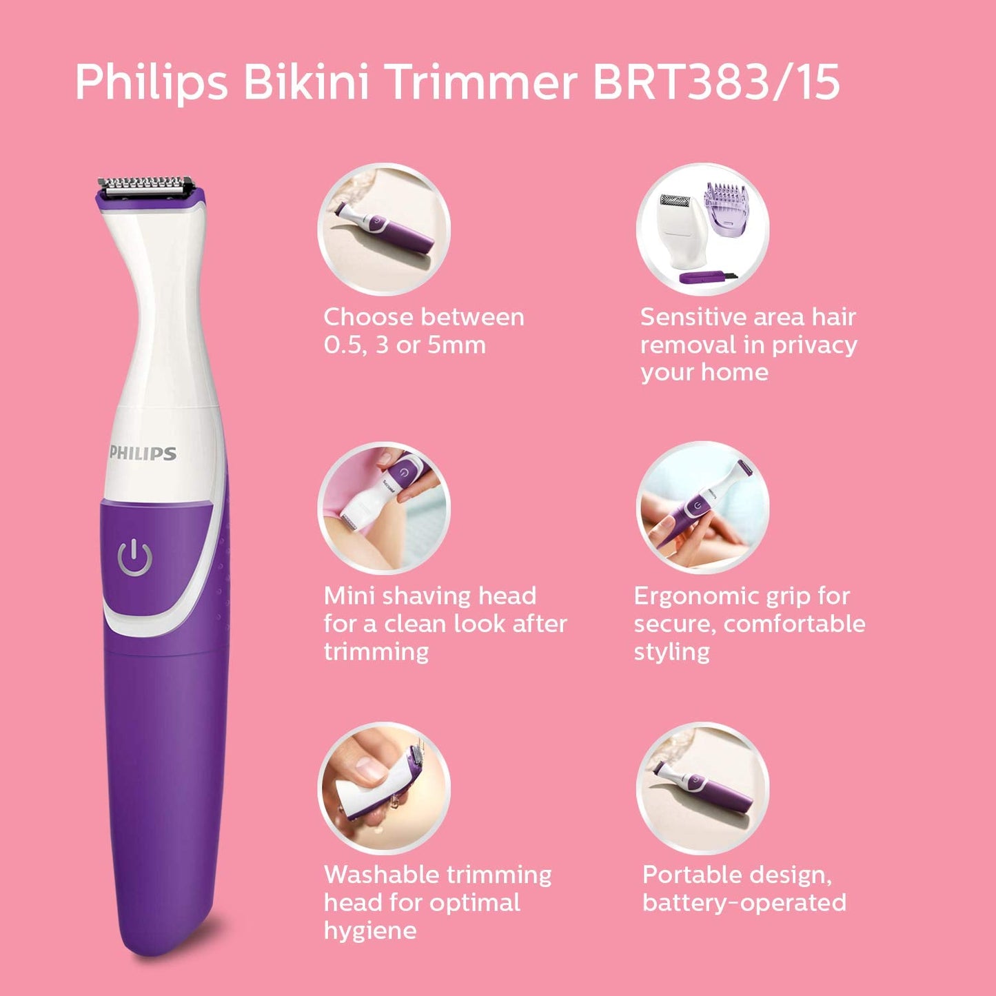 Philips Essential Bikini Trimmer BRT383/15 Trim Shave & Style