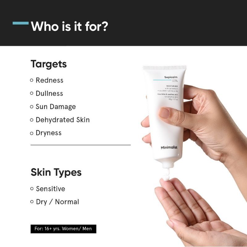 Minimalist 3% Sepicalm Face Moisturiser With Oat Extract For Nourishing & Soothing Skin (50g)