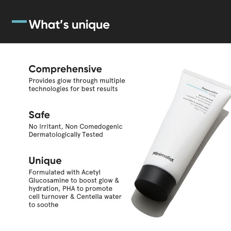 Minimalist 3% Sepicalm Face Moisturiser With Oat Extract For Nourishing & Soothing Skin (50g)