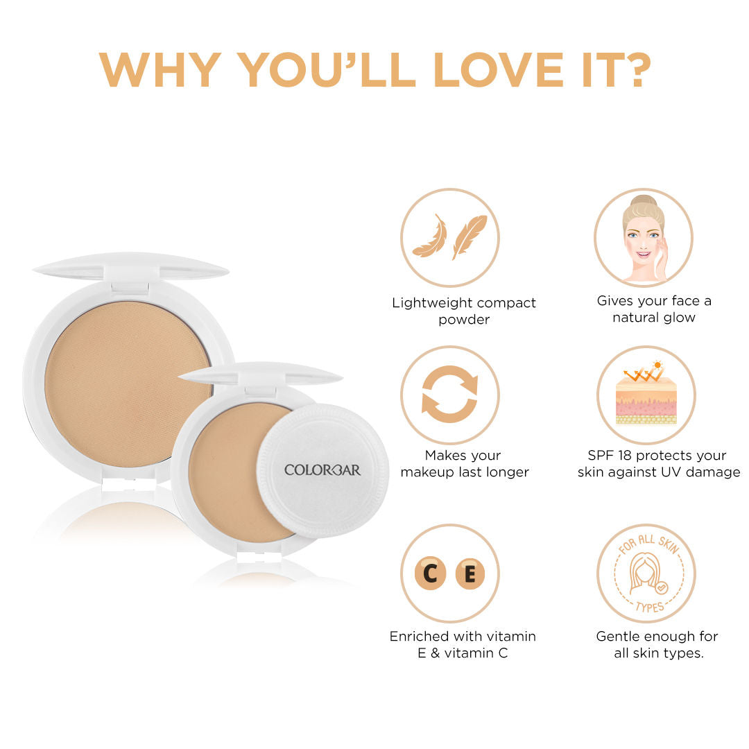 Colorbar Radiant White UV Fairness Compact Powder With SPF 18 - 003 Sandy Nude (9gm)