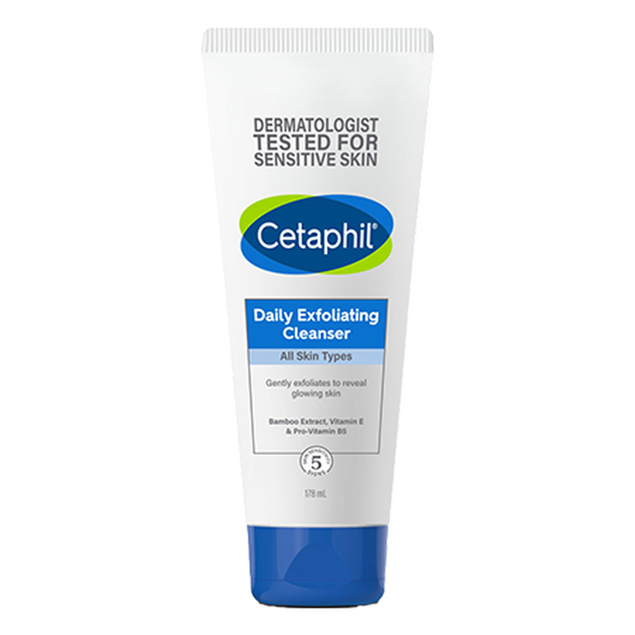 Cetaphil Daily Exfoliating Cleanser with Vit E and B5 All Skin Types Dermatologist Tested (178ml)
