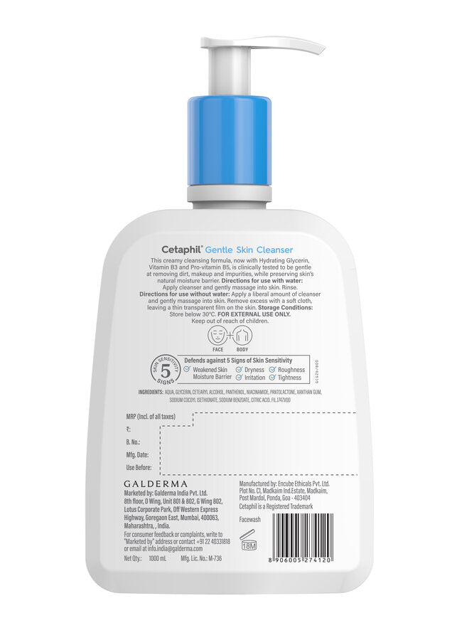 Cetaphil Gentle Skin Cleanser Dry to Normal Skin with Niacinamide Dermatologist Recommended (500ml)