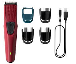PHILIPS BT1235/18 Trimmer 60 min Runtime 4 Length Settings (Maroon)