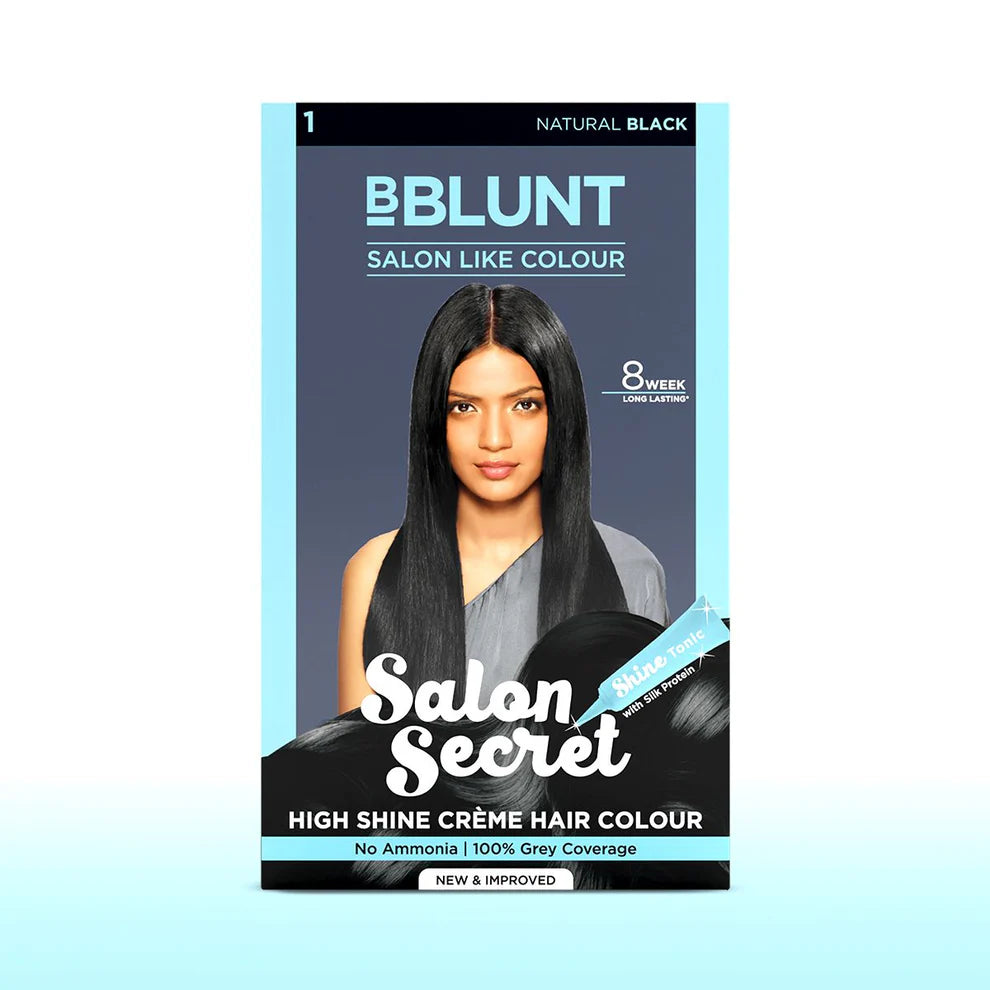 BBLUNT Salon Secret High Shine Crème Hair Colour - Natural Black- 100 g