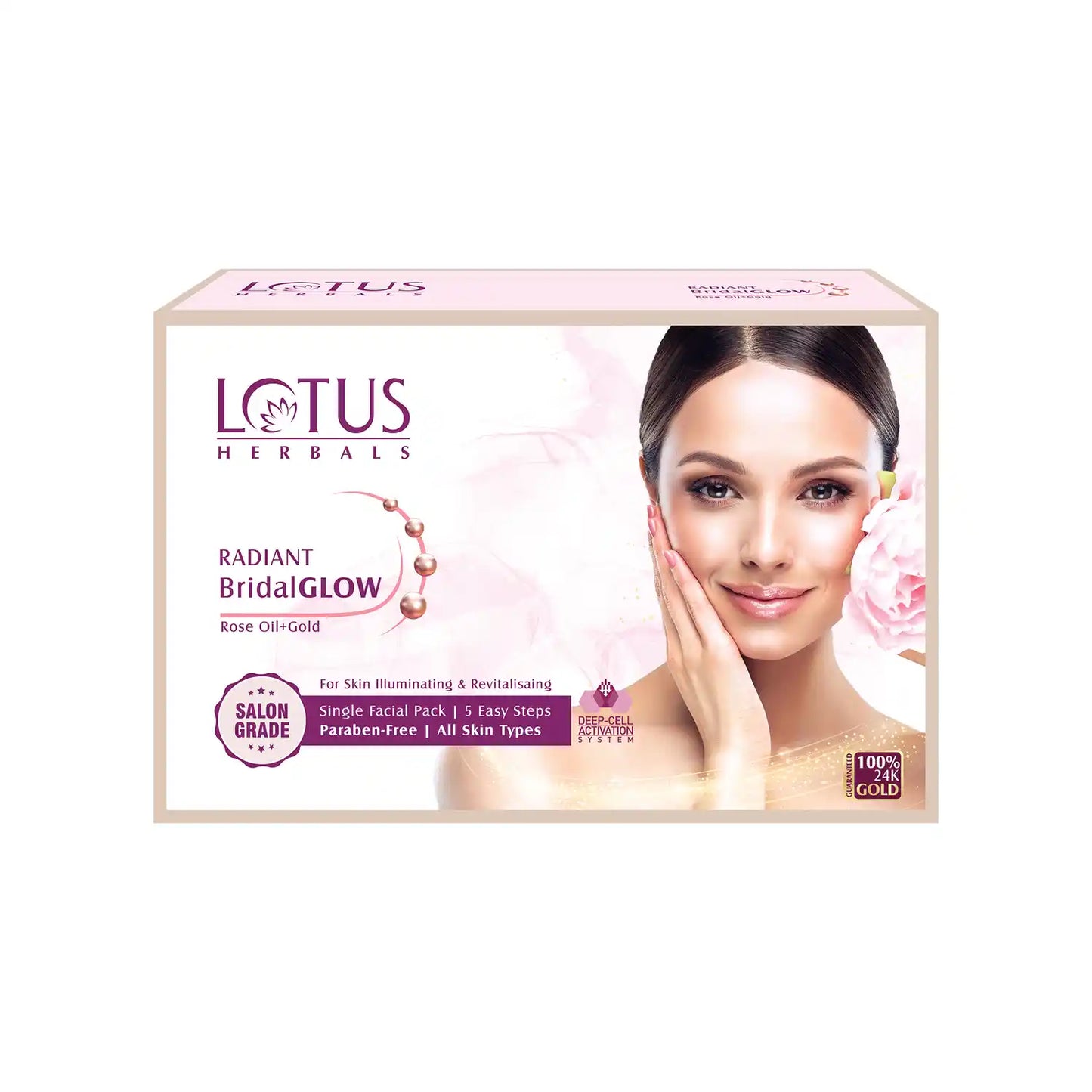 Lotus Herbals Radiant Bridal Glow Rose Gold Facial Kit (10gm+10gm+7gm+10gm+20gm)