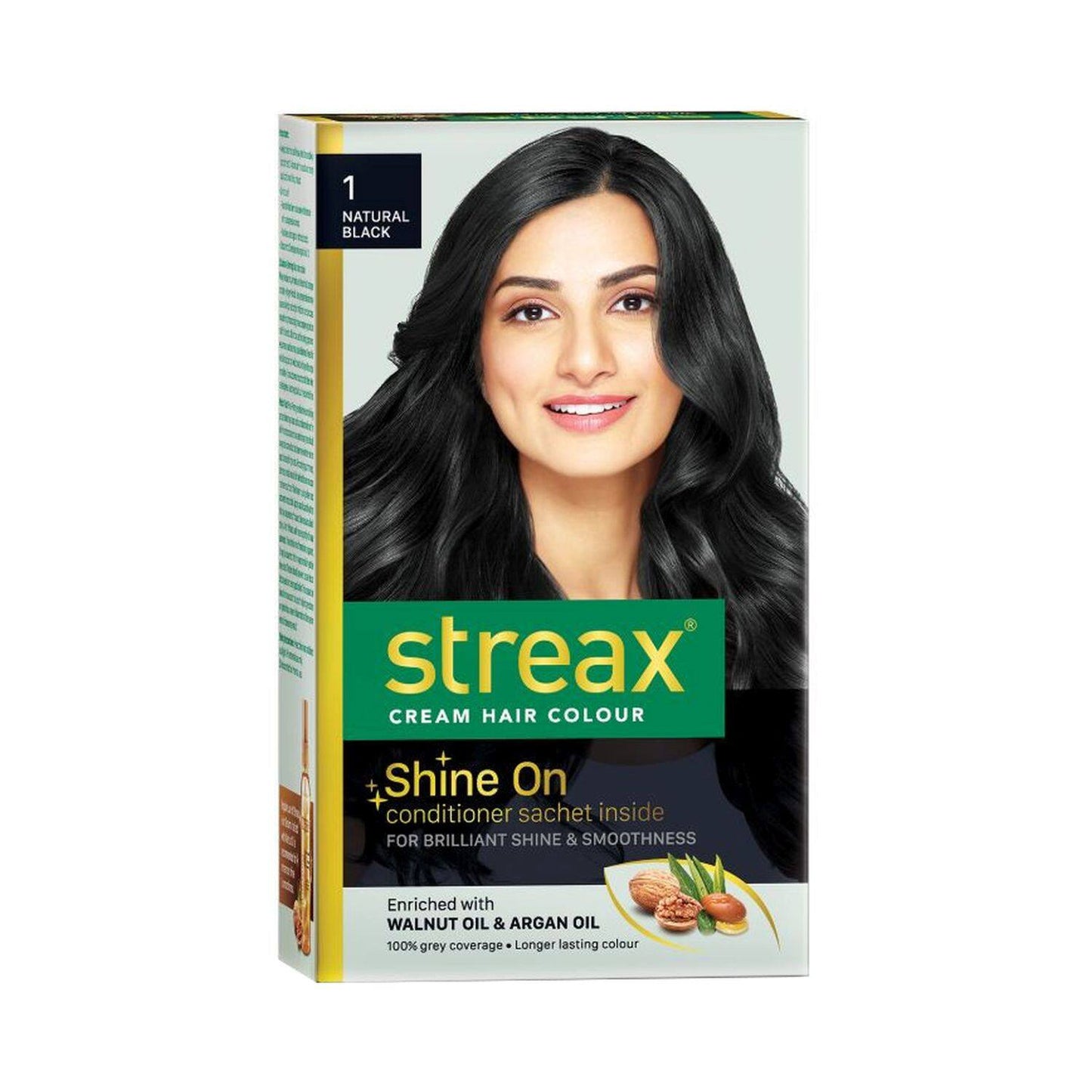 Streax Creme Hair Colour - 1 Natural Black (70gm+50ml)