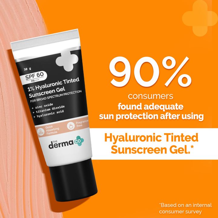 The Derma Co 1% Hyaluronic Tinted Sunscreen Gel with SPF 60 & PA++++(50g)