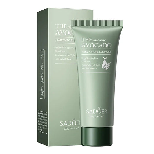 SADOER Organic Avocado Purify Facial Cleanser Anti-Wrinkle Hydrating Moisturizing Skin Care Cleanser (100 g)