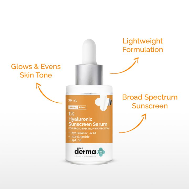 The Derma Co 1% Hyaluronic Acid Sunscreen Serum with SPF 50 & Niacinamide (30ml)