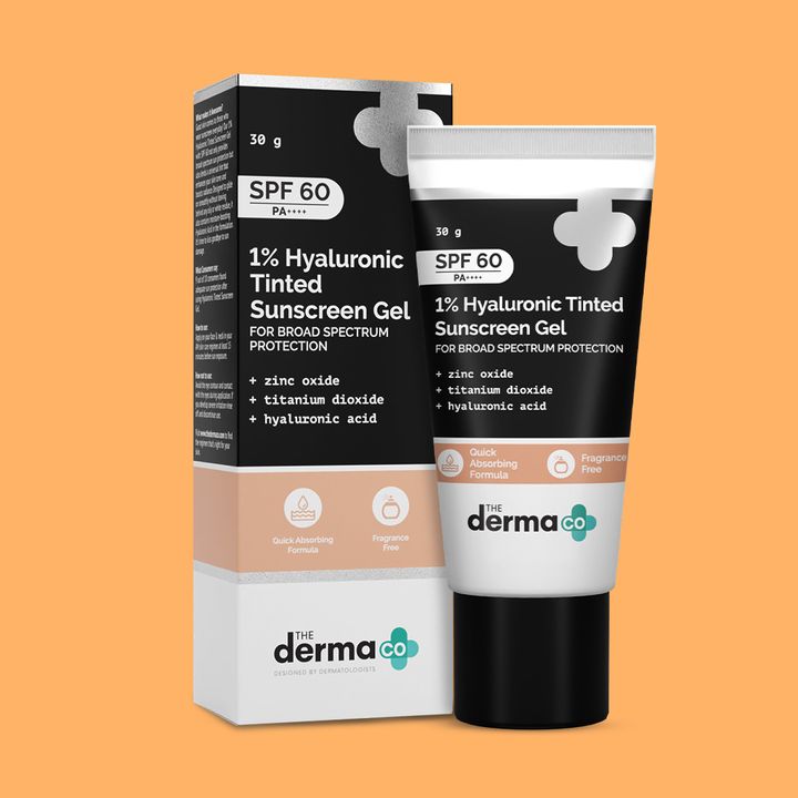 The Derma Co 1% Hyaluronic Tinted Sunscreen Gel with SPF 60 & PA++++(50g)