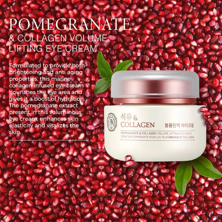 The Face Shop Pomegranate & 10% Collagen Korean Under Eye Cream for Dark Circles & Wrinkles (50ml)