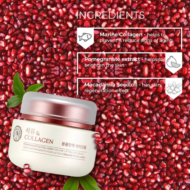 The Face Shop Pomegranate & 10% Collagen Korean Under Eye Cream for Dark Circles & Wrinkles (50ml)