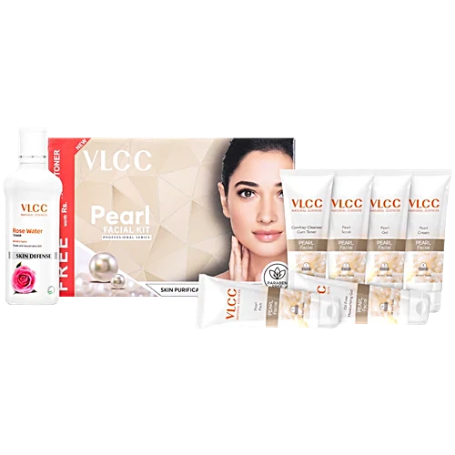 VLCC Pearl Facial Kit with Free Rose Water Toner For Bright skin (400 g)