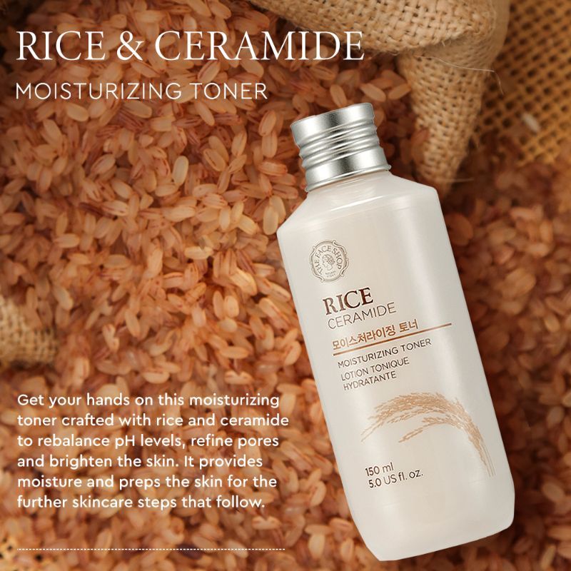 The Face Shop Rice & Ceramide Face Toner - Korean Beauty Skincare for Moisture & Brightness (150ml)