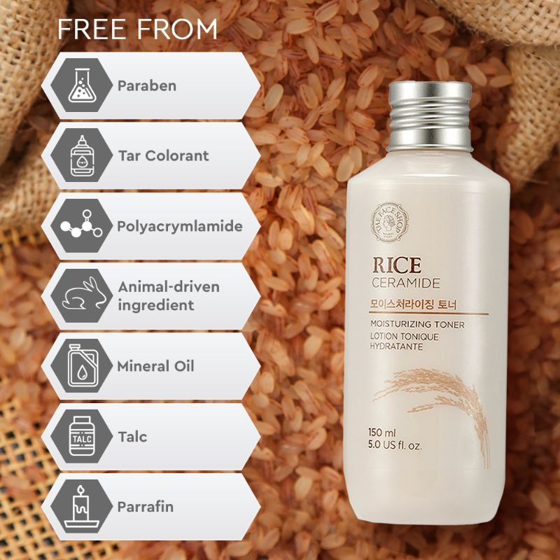 The Face Shop Rice & Ceramide Face Toner - Korean Beauty Skincare for Moisture & Brightness (150ml)