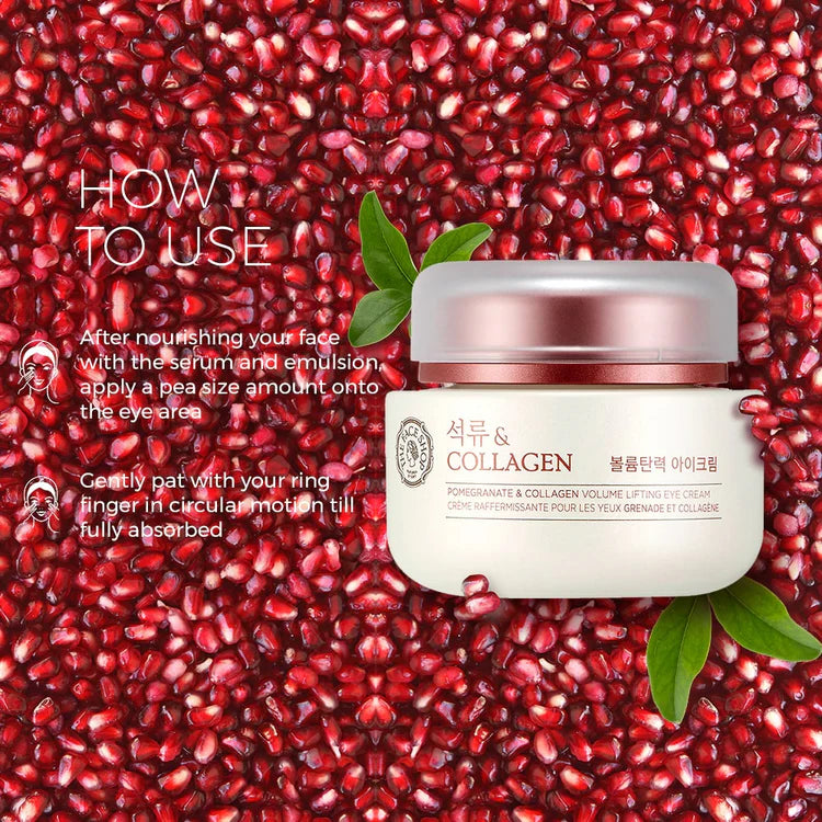 The Face Shop Pomegranate & 10% Collagen Korean Under Eye Cream for Dark Circles & Wrinkles (50ml)