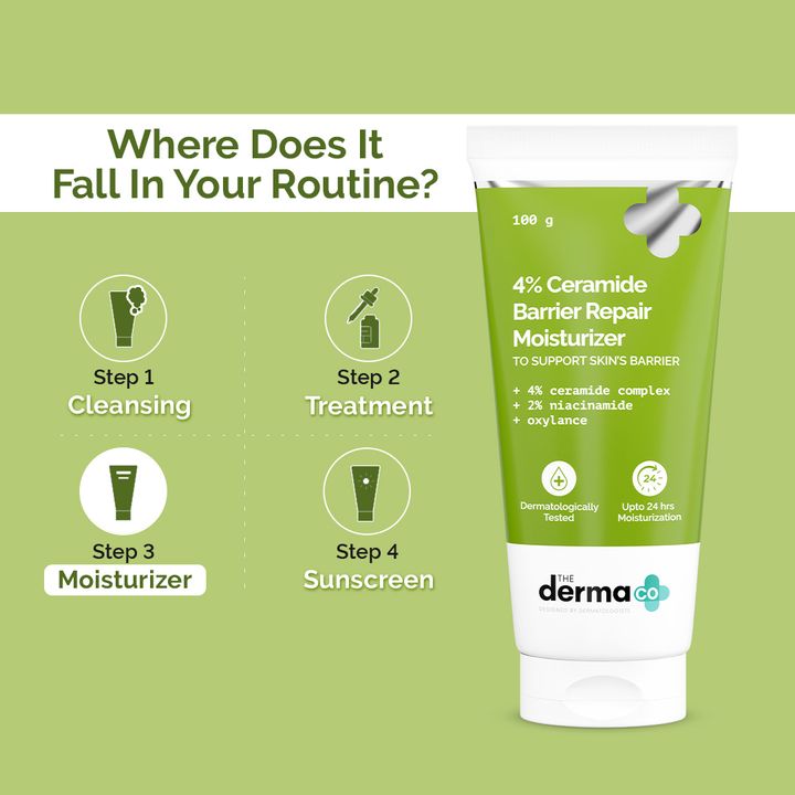The Derma Co 4% Ceramide Barrier Repair Moisturizer with Ceramide, Niacinamide, and Oxylance (100 g)