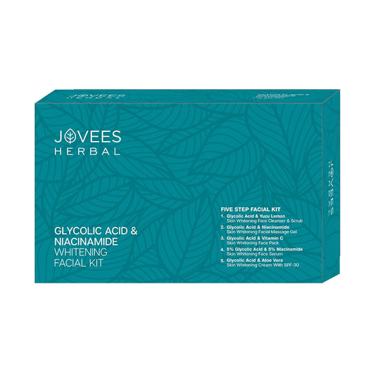 Jovees Herbal Glycolic Acid & Niacinamide Whitening Mini Facial Kit For Brighter & Hydrated Skin | Kit for Improves Uneven Skin Tone, Dark Spots & Dullness 53g