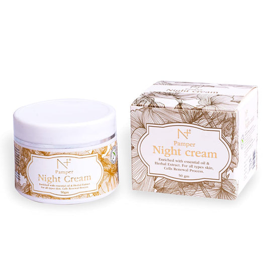 N PLUS Pamper Night Cream Enriched With Essential Oil & Herbal Extract For All Types Skin, (50 g)
