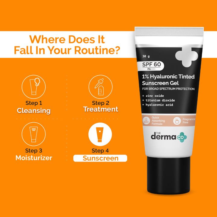 The Derma Co 1% Hyaluronic Tinted Sunscreen Gel with SPF 60 & PA++++(50g)